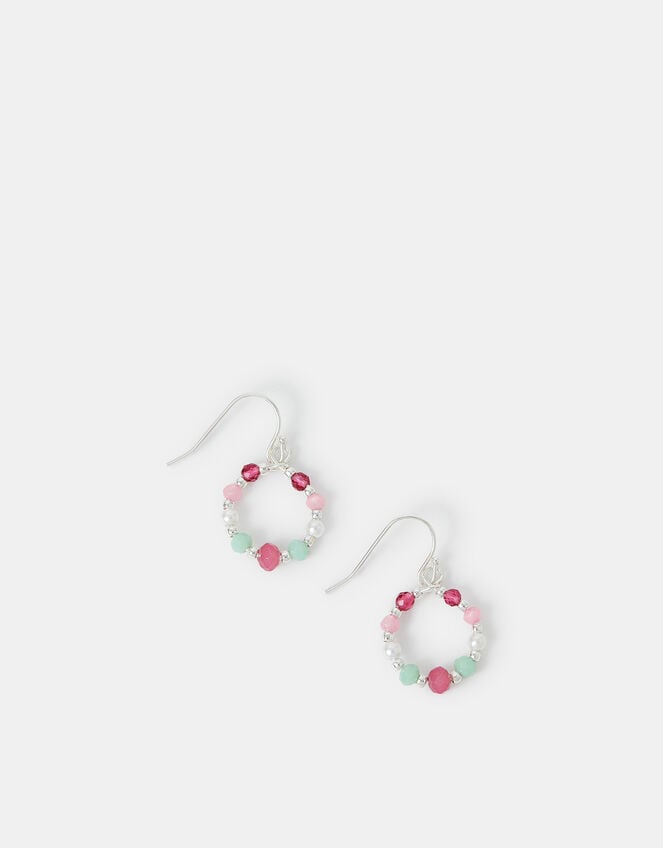 Sterling Silver-Plated Stone Bead Drop Earrings, , large