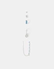 5-Pack Sterling Silver-Plated Blue Stone Stud & Hoop Earrings, , large