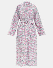 Jasmine Print Cotton Dressing Gown, Pink (PINK), large