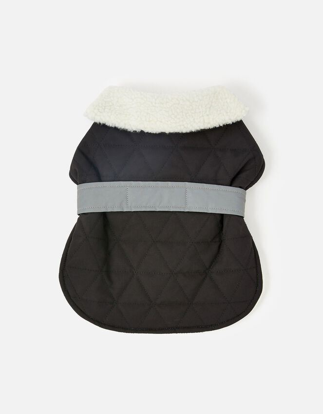 Quilted Dog Jacket with Reflector Strap, Black (BLACK), large