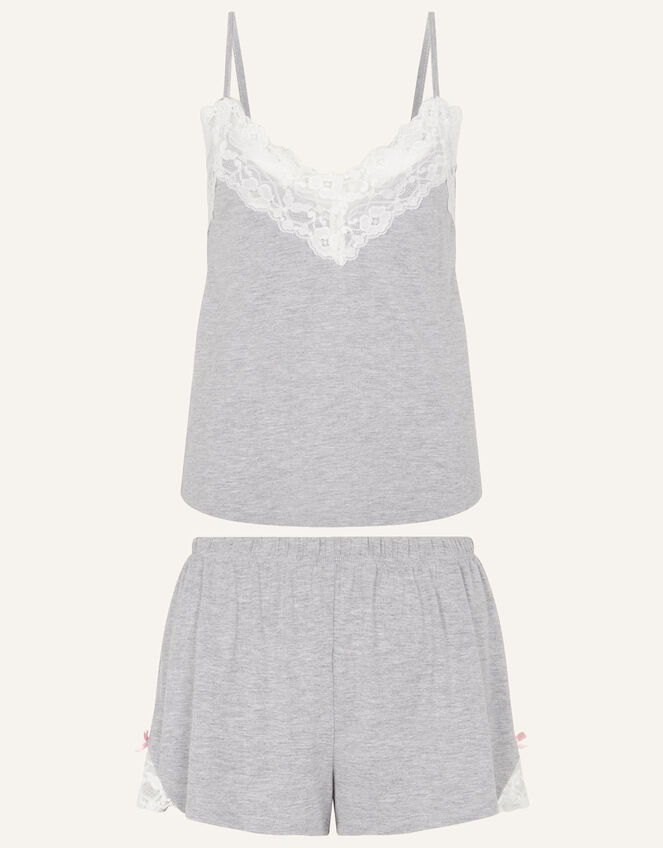 Lace Trim Pyjama Set, Grey (GREY), large