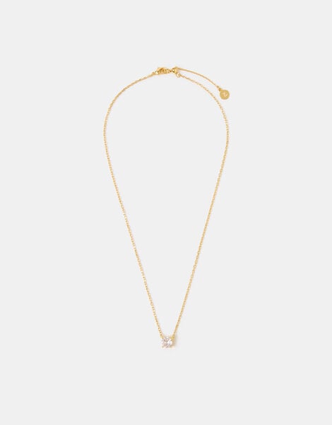 14ct Gold-Plated Cubic Zirconia Pendant Necklace, , large