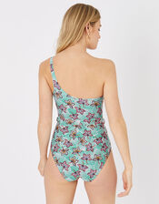 Geo Floral One-Shoulder Swimsuit, Green (GREEN), large