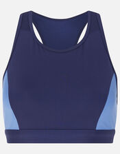 Colour-Block Sports Bra, Blue (NAVY), large