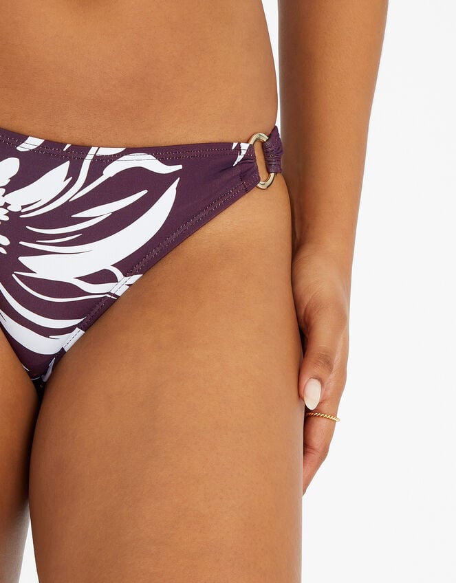 Floral Print Bikini Bottoms, Brown (BROWN), large