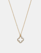 Pavé Cut Out Flora Pendant Necklace, , large