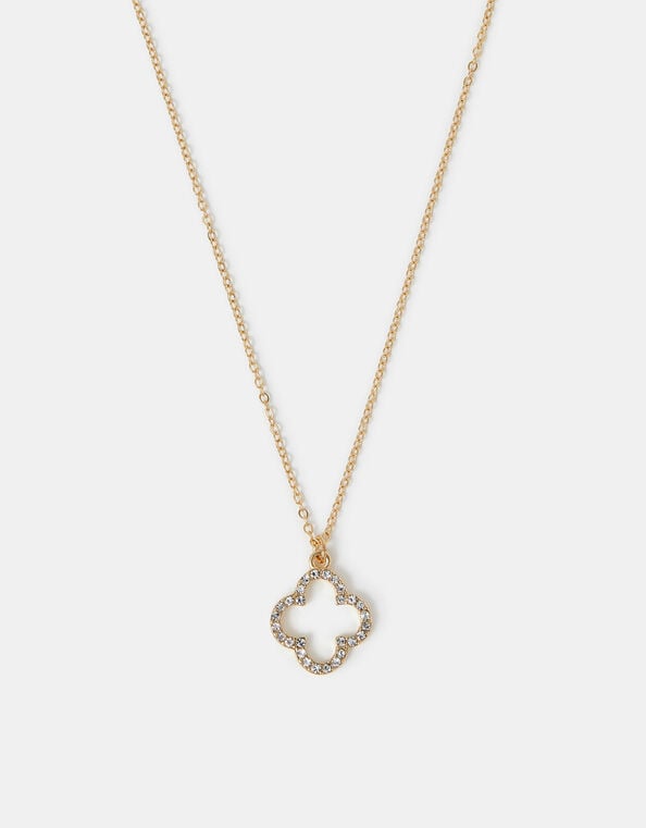 Pavé Cut Out Flora Pendant Necklace, , large