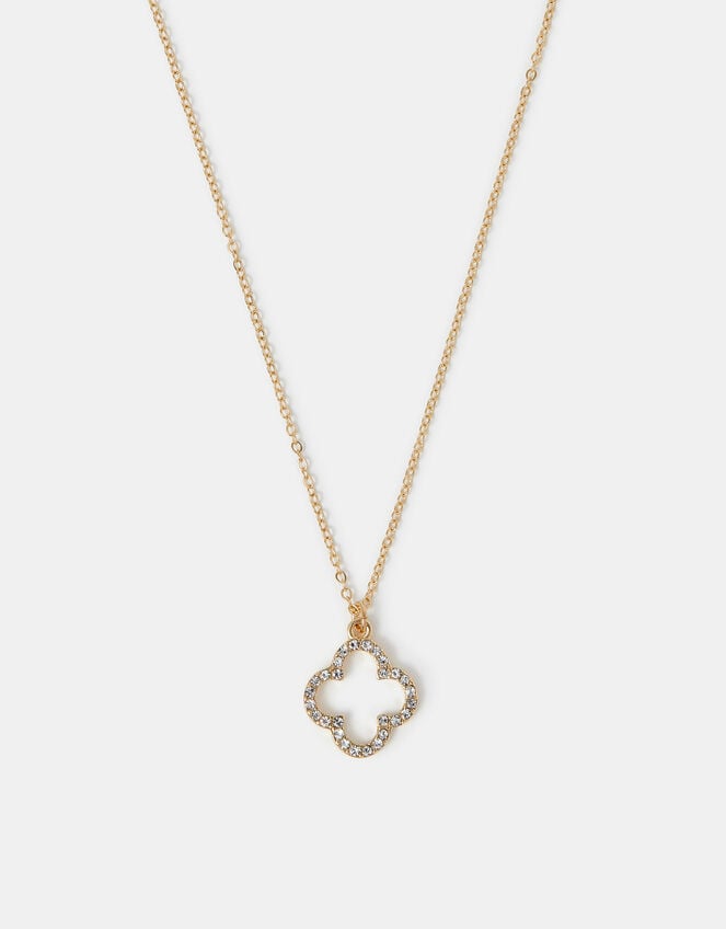 Pavé Cut Out Flora Pendant Necklace, , large