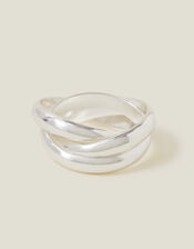 Sterling Silver-Plated Russian Ring, Silver (SILVER), large