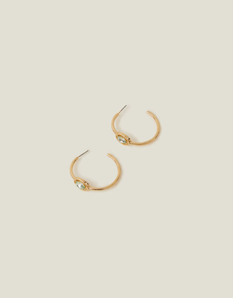 Single Circle Gem Hoop Earrings, , large