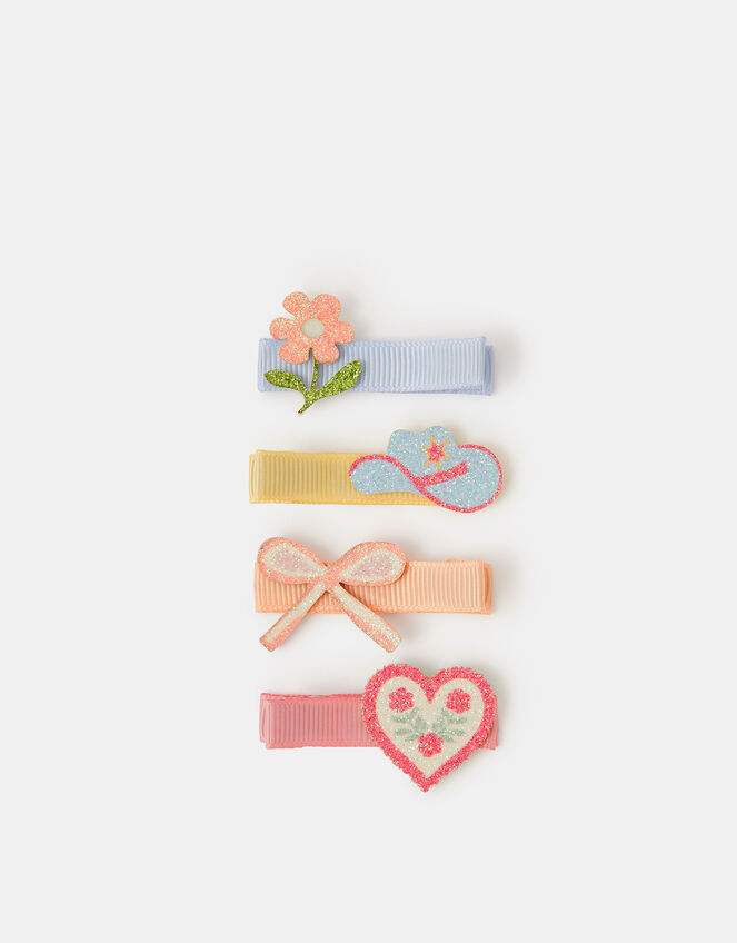 4-Pack Girls Western Hair Clips, Multi (PASTEL MULTI), large