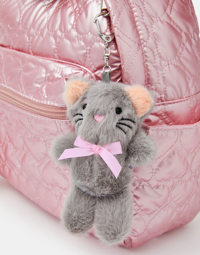 Girls Fluffy Cat Bag Charm, , large