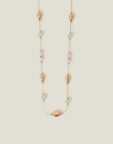 Long Mix Bead Station Necklace, , large