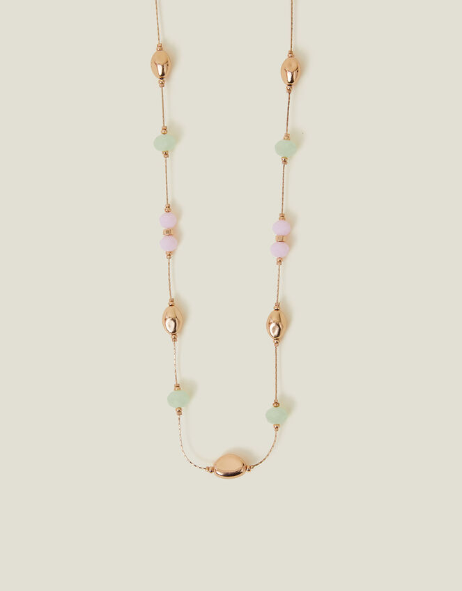 Long Mix Bead Station Necklace, , large