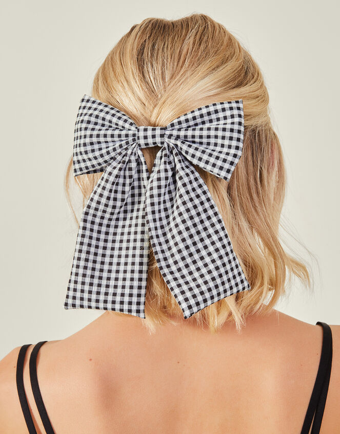 Gingham Hair Bow, , large