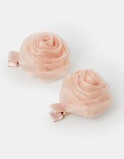 2-Pack Girls Fabric Flower Hair Clips, , large