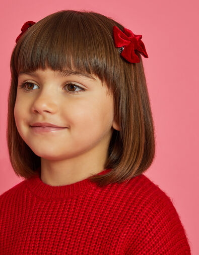 2-Pack Girls Velvet Bow Hair Clips, , large