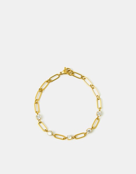 14ct Gold-Plated Paperclip Chain Bracelet, , large