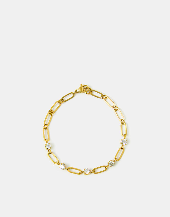 14ct Gold-Plated Paperclip Chain Bracelet, , large