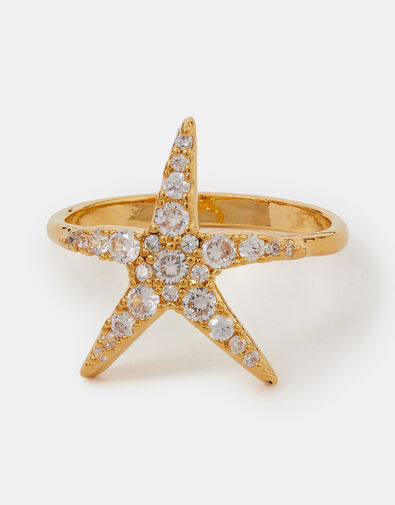 14ct Gold-Plated Starfish Ring, Gold (GOLD), large