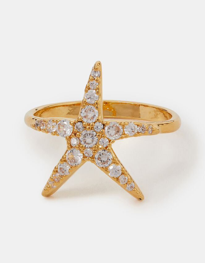 14ct Gold-Plated Starfish Ring, Gold (GOLD), large
