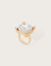 Square Statement Facet Crystal Ring, White (CRYSTAL), large