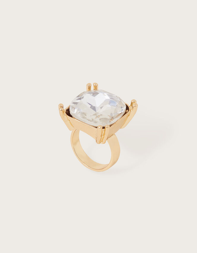 Square Statement Facet Crystal Ring, White (CRYSTAL), large