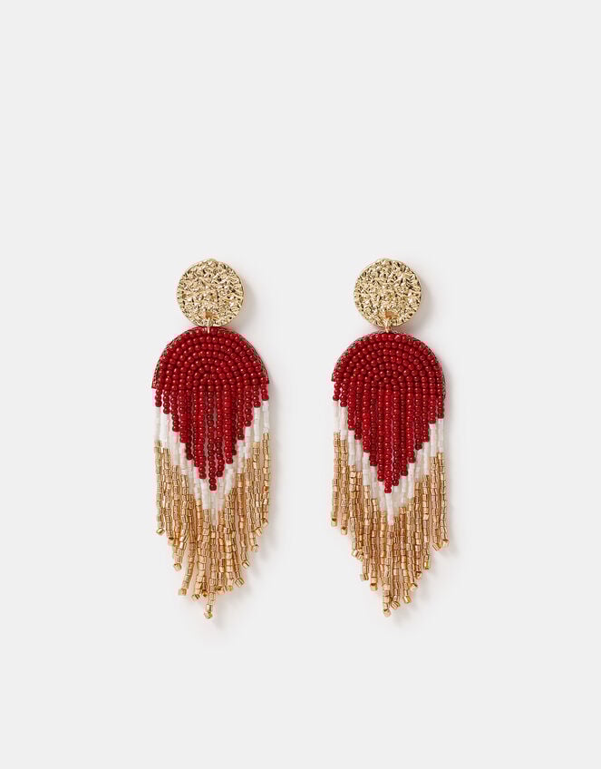 Beaded Chevron Drop Earrings, , large