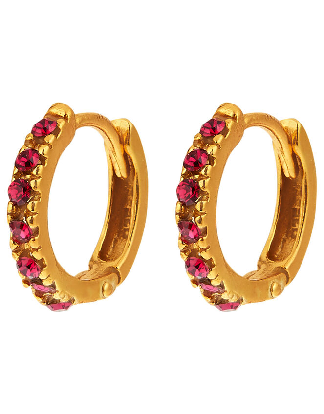 Sterling Silver Gem Huggie Hoop Earrings, , large