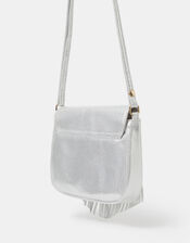 Girls Metallic Fringe Crossbody Bag, , large