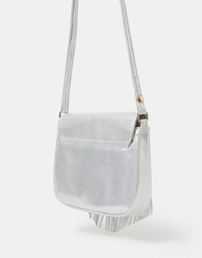 Girls Metallic Fringe Crossbody Bag, , large