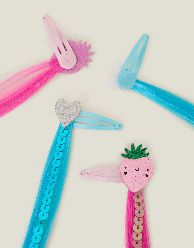 4-Pack Girls Strawberry Faux Hair Clips, , large