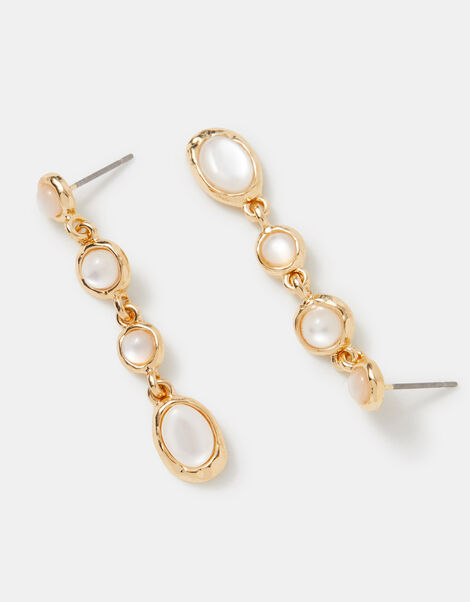 Mini Stone Drop Earrings, White (WHITE), large