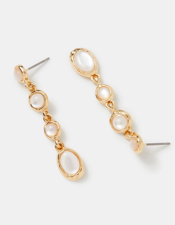 Mini Stone Drop Earrings, White (WHITE), large
