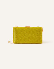 Beaded Hardcase Clutch Bag, Green (LIME), large