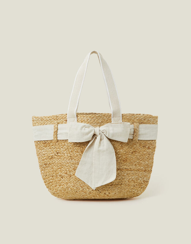 Jute Bow Shopper Bag, , large