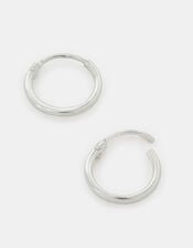 Sterling Silver Simple Huggie Hoops, , large
