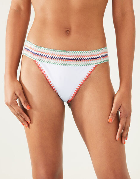 Crochet Trim Bikini Bottoms, White (WHITE), large