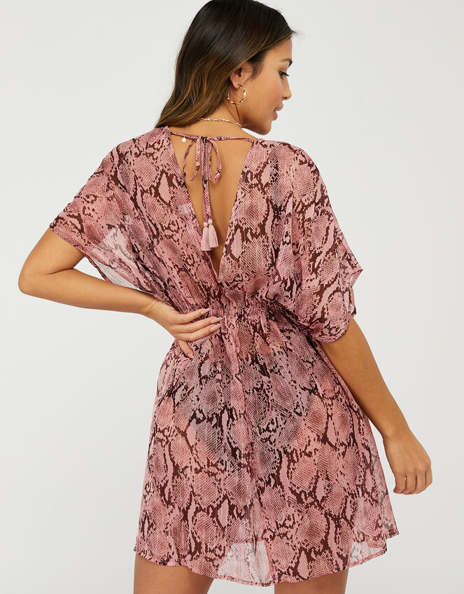 Snake Twist Short Kaftan, Pink (PINK), large