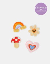4-Pack Whimsical Embroidered Iron-On Patches, , large