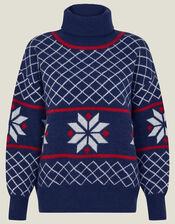 Snowflake Knit Jumper, Grey (GREY), large