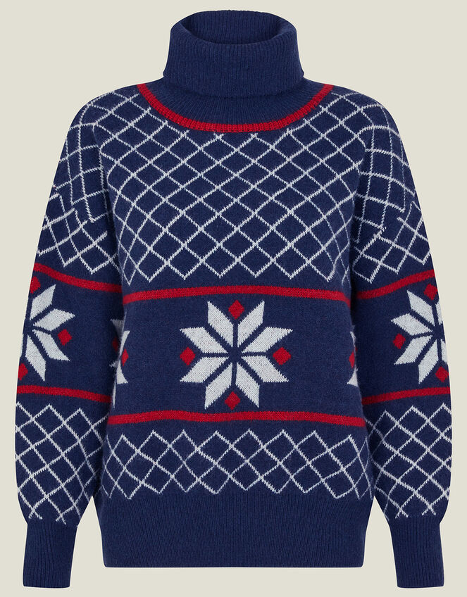 Snowflake Knit Jumper, Grey (GREY), large