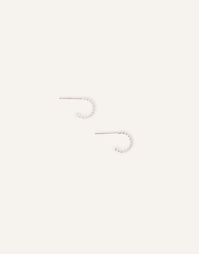 Sterling Silver Bobble Huggie Hoops, , large