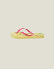 Jungle Print Flip Flops, Yellow (YELLOW), large