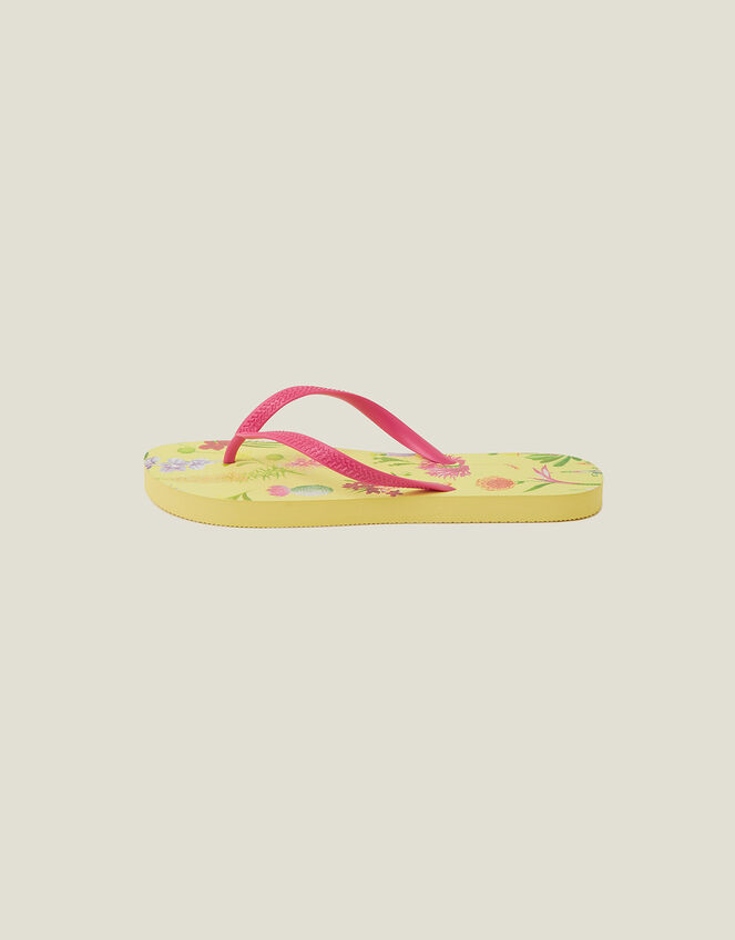 Jungle Print Flip Flops, Yellow (YELLOW), large