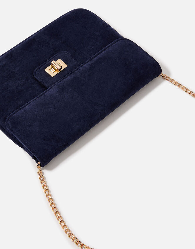 Suedette Flat Fold Clutch Bag, Blue (NAVY), large