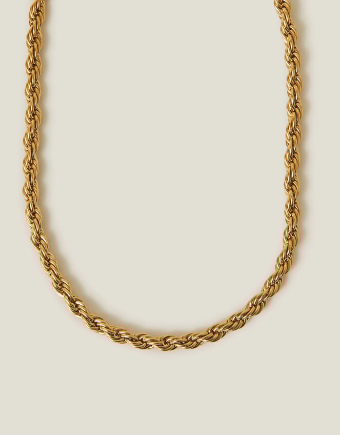 14ct Gold-Plated Chunky Rope Chain Necklace, , large