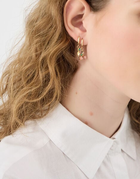 3-Pack Fruit Gemstone Huggie Hoop Earrings, , large