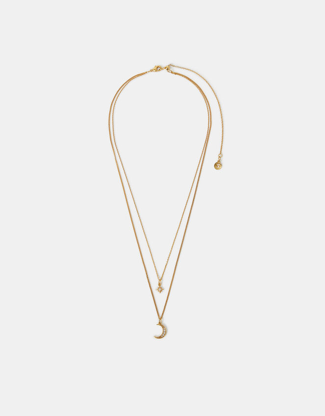 14ct Gold-Plated Celestial Pendant Layered Necklace, , large