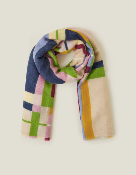 Colourful Check Print Blanket Scarf, , large